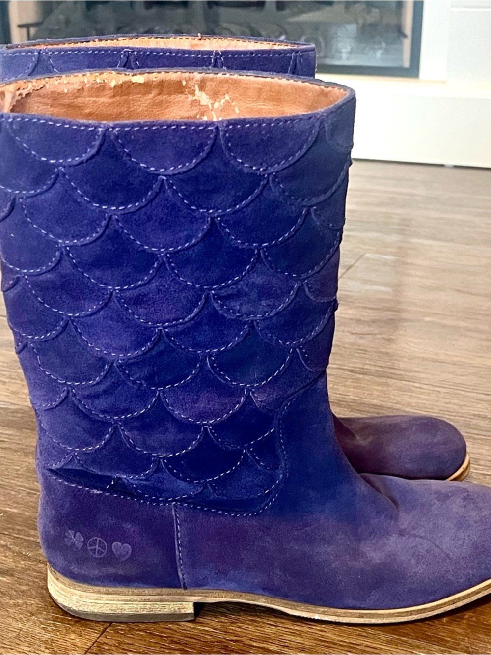 LUCKY Purple Suede Afina Mermaid Vintage Boho Festival Boots 8.5 - Picture 3 of 14